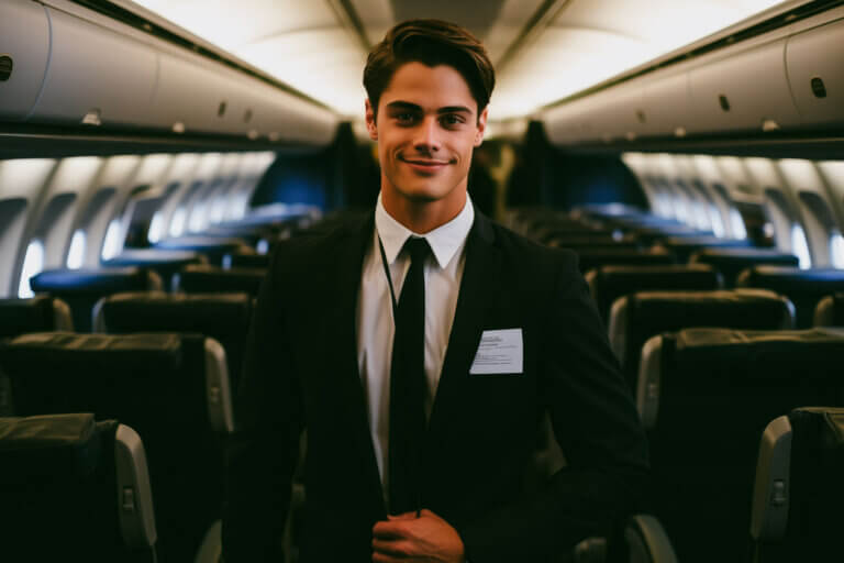 Male flight attendant portrait ready to fly - Midas Travel Management - Midas Travel Management Fly with confidence