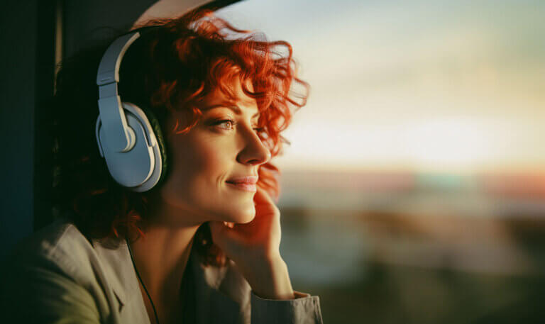 Happy SME female traveller in airport - Midas Travel Management - Midas Travel Management SME business traveller